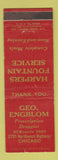 Matchbook Cover - Geo Engblom Drug Harpers Fountain Chicago IL
