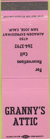 Matchbook Cover - Granny's Attic San Jose CA