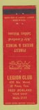 Matchbook Cover - Legion Club El Paso TX