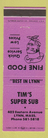 Matchbook Cover - Tim's Super Sub Lynn MA