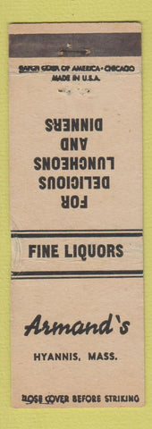 Matchbook Cover - Armand's Restaurant Hyannis MA WEAR