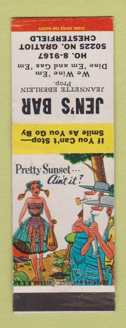 Matchbook Cover - Jen's Bar Chesterfield MI hillbilly