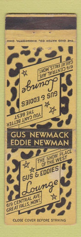 Matchbook Cover - Gus & Eddie's Lounge Great Falls MT WEAR