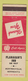 Matchbook Cover - Flanagan's Inn Huntersville MN