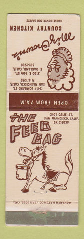 Matchbook Cover - Feed Bag Miz Brown's Restaurant San Francisco Oakland CA