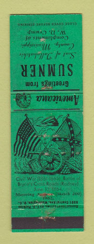 Matchbook Cover - Sumner MS Civil War WEAR Perkins Americana