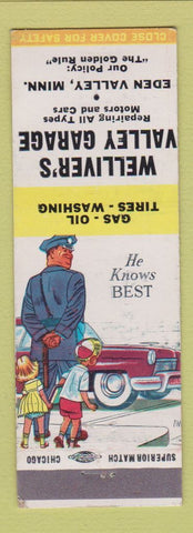 Matchbook Cover - Welliver's Valley Garage oil gas Eden Valley MN