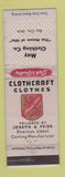 Matchbook Cover - Clothcraft Men's Clothes May Clothing Bay City MI