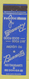Matchbook Cover - Bennetts Restaurant Denver Colorado