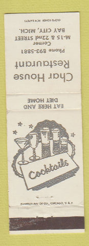 Matchbook Cover - Char House Restaurant Bay City MI