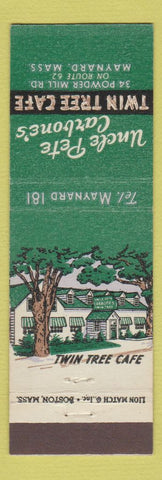 Matchbook Cover - Twin Tree Cafe Maynard MA