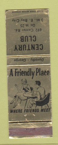 Matchbook Cover - Century Club Bay City MI WEAR
