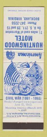 Matchbook Cover - Huntingwood Motel Buckland VA Civil War