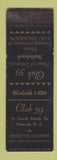 Matchbook Cover - Club 59 Newark NJ SAMPLE WEAR