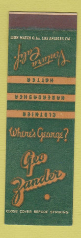 Matchbook Cover - Geo Zander Men's Clothes Ventura CA SAMPLE