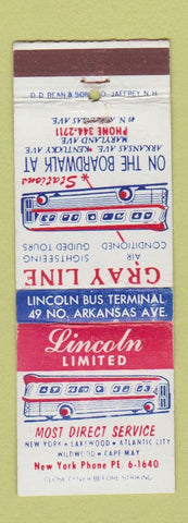 Matchbook Cover - Gray Line Bus Wildwood Cape May Atlantic City NJ WEAR