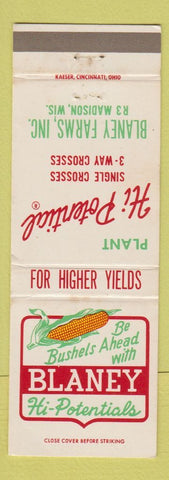 Matchbook Cover - Blaney Farms Corn Seed Madison WI