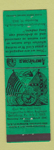Matchbook Cover - Perkins Americana Civil War Gettysburg PA