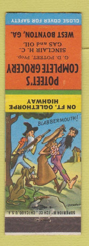 Matchbook Cover - Poteet's Grocery Sinclair oil gas West Boynton GA hillbilly