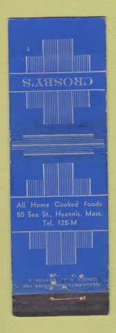 Matchbook Cover - Crosby's Hyannis MA restaurant MERCHANTS