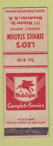 Matchbook Cover - Leo's Mobil oil gas Manchester NH WEAR