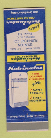 Matchbook Cover - Kelvinator Refrigerator Edenton NC Furniture
