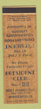 Matchbook Cover - President Club Minneapolis MN