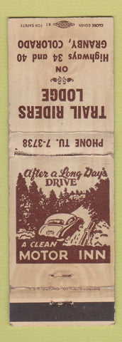 Matchbook Cover - Trail Riders Lodge Granby Colorado WORN
