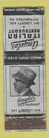 Matchbook Cover - Angelo's Italian Restaurant Pittsburgh PA Federal WORN