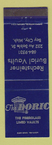 Matchbook Cover - The Doric Rechsteiner Burial Vaults funeral Bay City MI