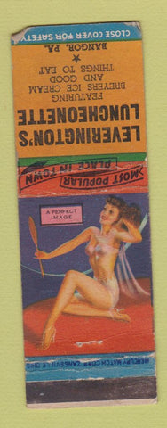 Matchbook Cover - Leverington's Lunch Bangor PA pinup WORN