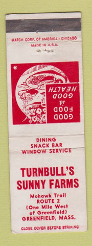 Matchbook Cover - Turnbull's Sunny Farms Greenfield MA