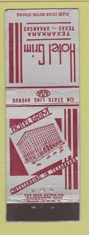 Matchbook Cover - Hotel Grim Texarkana TX AR