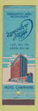Matchbook Cover - Hotel Carpenter Manchester NH