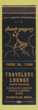 Matchbook Cover - Travelers Lounge Rushville NE