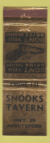 Matchbook Cover - Snooks Tavern Abbotsford WI
