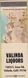 Matchbook Cover - Valinda Liquors CA