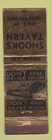 Matchbook Cover - Snooks Tavern Abbotsford WI