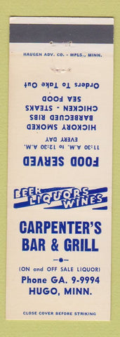 Matchbook Cover - Carpenter's Bar and Grill Hugo MN