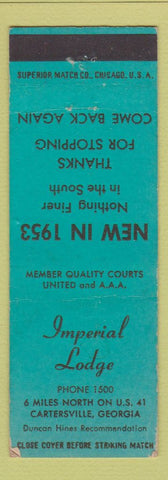 Matchbook Cover - Imperial Lodge Cartersville GA WEAR 1953
