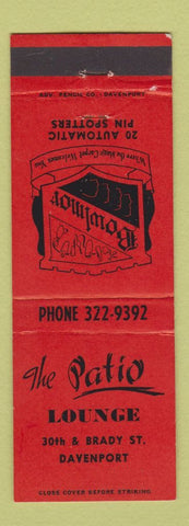 Matchbook Cover - Patio Lounge Davenport IA Bowling