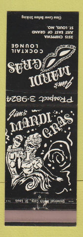 Matchbook Cover - Jim's Mardi Gras Cocktail Lounge St Louis MO
