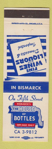 Matchbook Cover - Bismarck's House of Bottles ND WEAR
