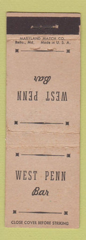 Matchbook Cover - West Penn Bar Pittsburgh PA WEAR