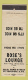 Matchbook Cover - Rose's Lounge Pittsburgh PA