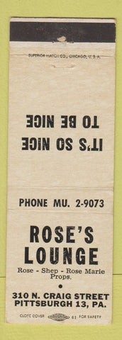 Matchbook Cover - Rose's Lounge Pittsburgh PA