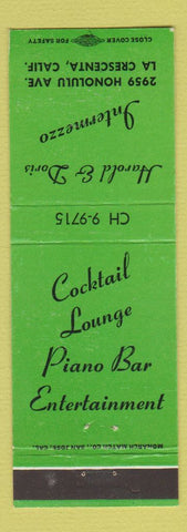 Matchbook Cover - Harold & Doris Intermezzo LA Crescenta CA bar