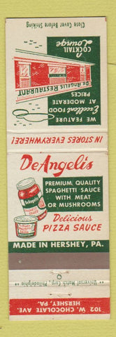 Matchbook Cover - DeAngeli's Italian Restaurant Pizza Hershey PA