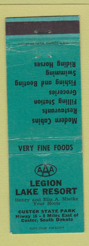 Matchbook Cover - Legion Lake Resort Custer SD