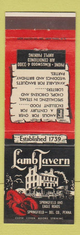 Matchbook Cover - Lamb Tavern Springfield PA